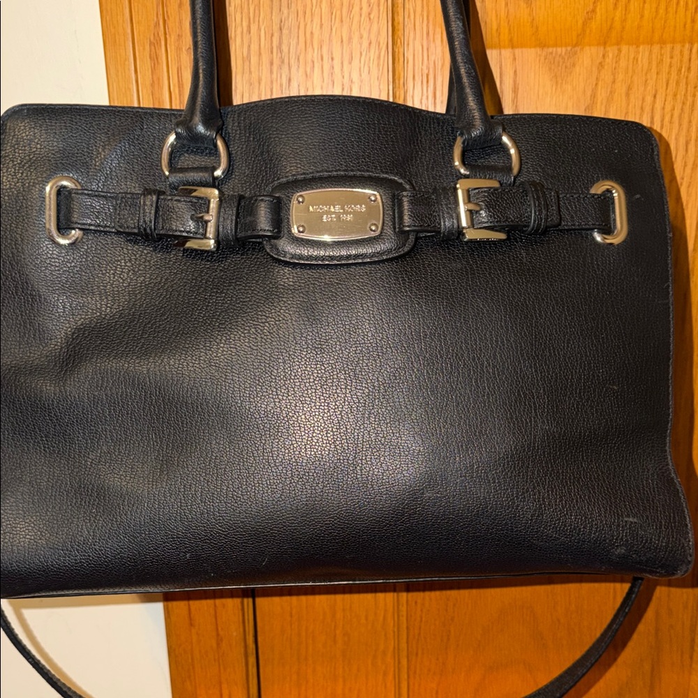Michael Kors Black Shoulder Bag with Silver Accents - Picture 6 of 12